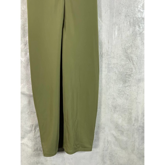 INC Women's Burnt Olive V-Neck Ruched Sleeveless Bodycon Midi Dress SZ XS - Picture 7 of 10